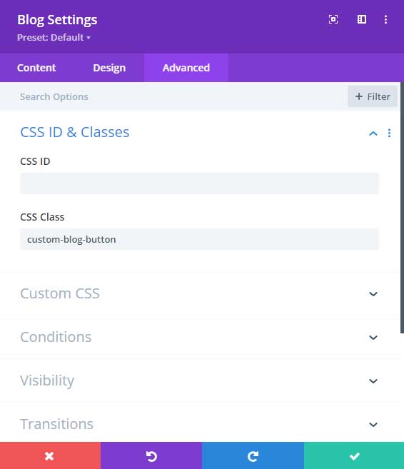 Add a CSS class to the blog module