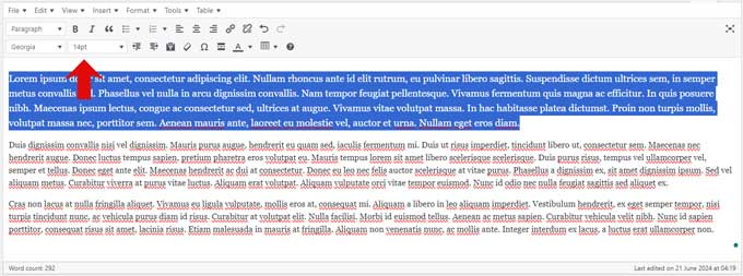Additional options in the WordPress text editor