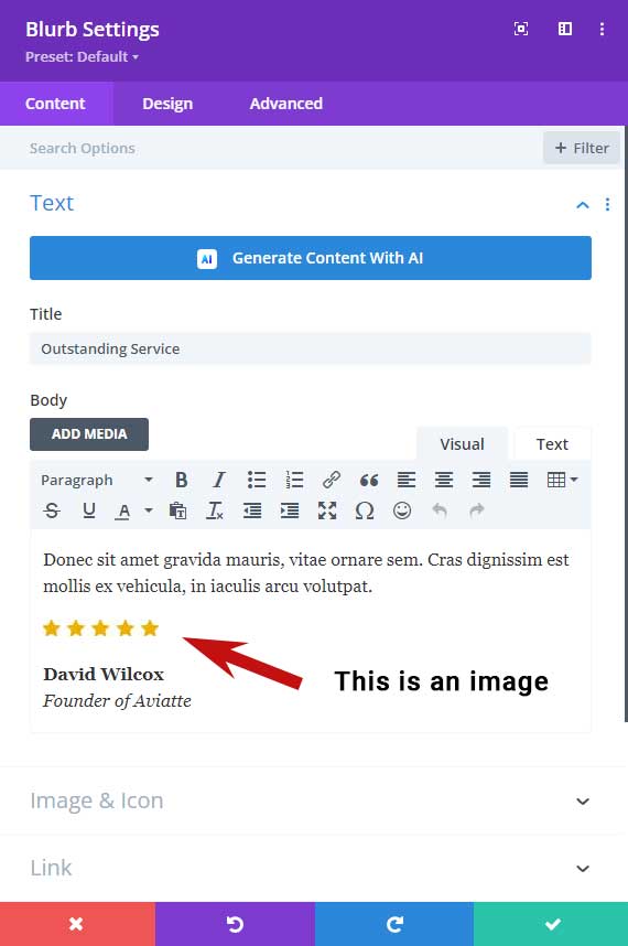 Blurb settings
