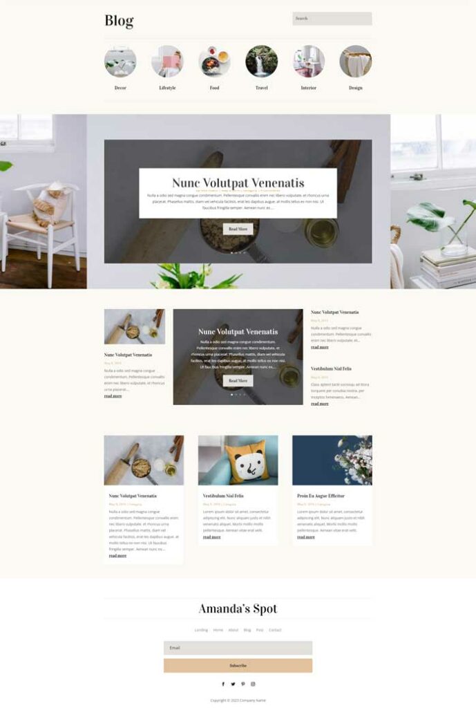 Divi blogger blog page