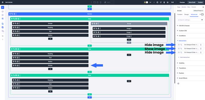 Hide image 1 and 3 - show image 2