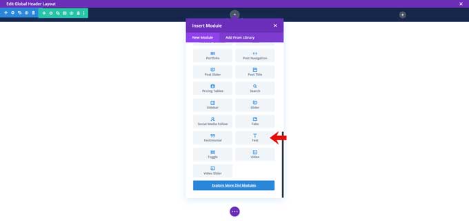 Place a text module