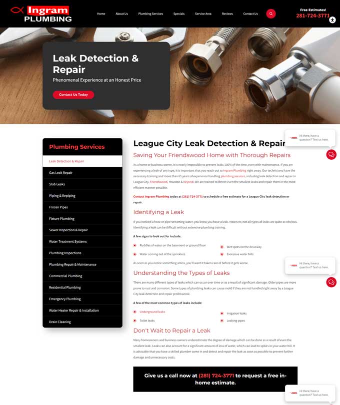 Plumbing service page