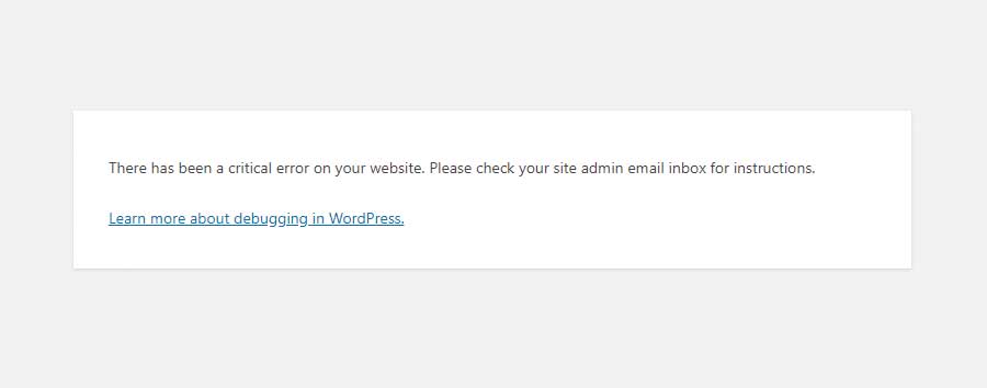 there has been a critical error on your website